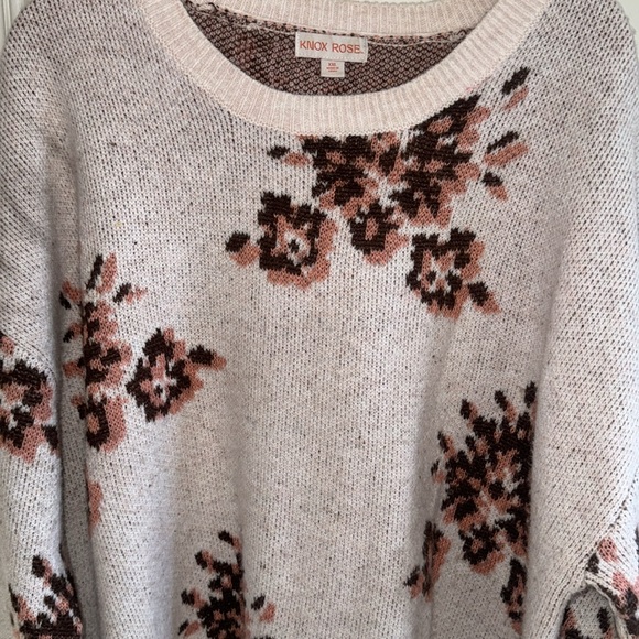 Creamy Pink Knox Rose Sweater with Brown and Pink Floral Pattern Size XXL - Picture 2 of 8